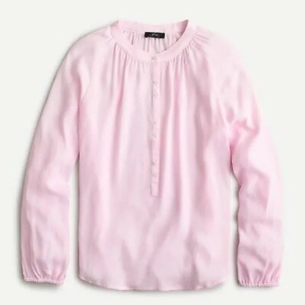 J. Crew Long-sleeve Drapey Popover Top NWT Pink Small M14